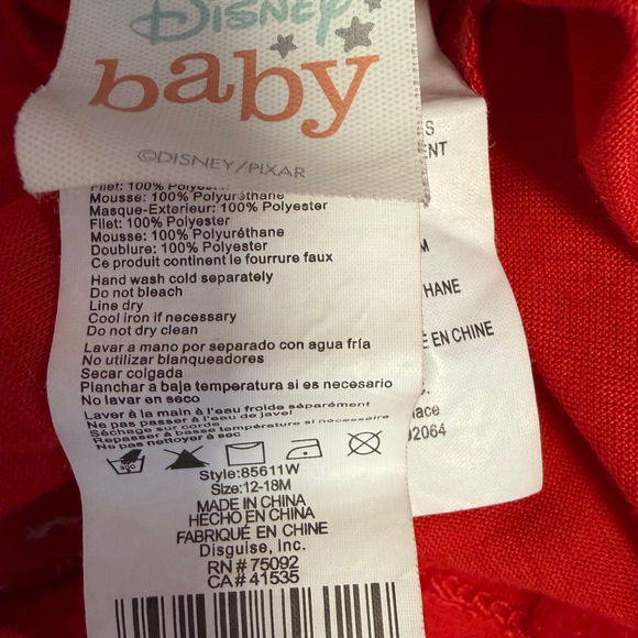 Disney Baby The Incredibles Red & Black Superhero Costume Pixar 12-18 months - Picture 11 of 14